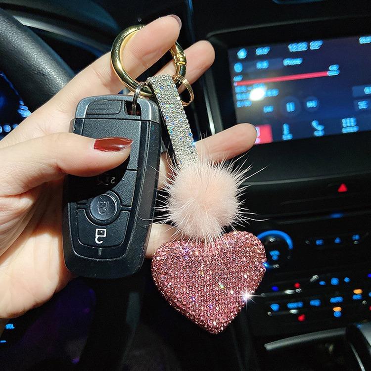 Diamond Heart-shaped Key Pendant
