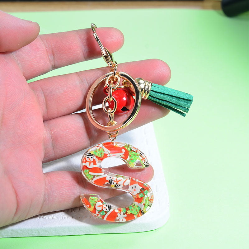 Christmas Theme English Letter Keychain