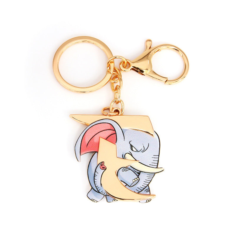 Metal 26 Letters & Animal Keychain