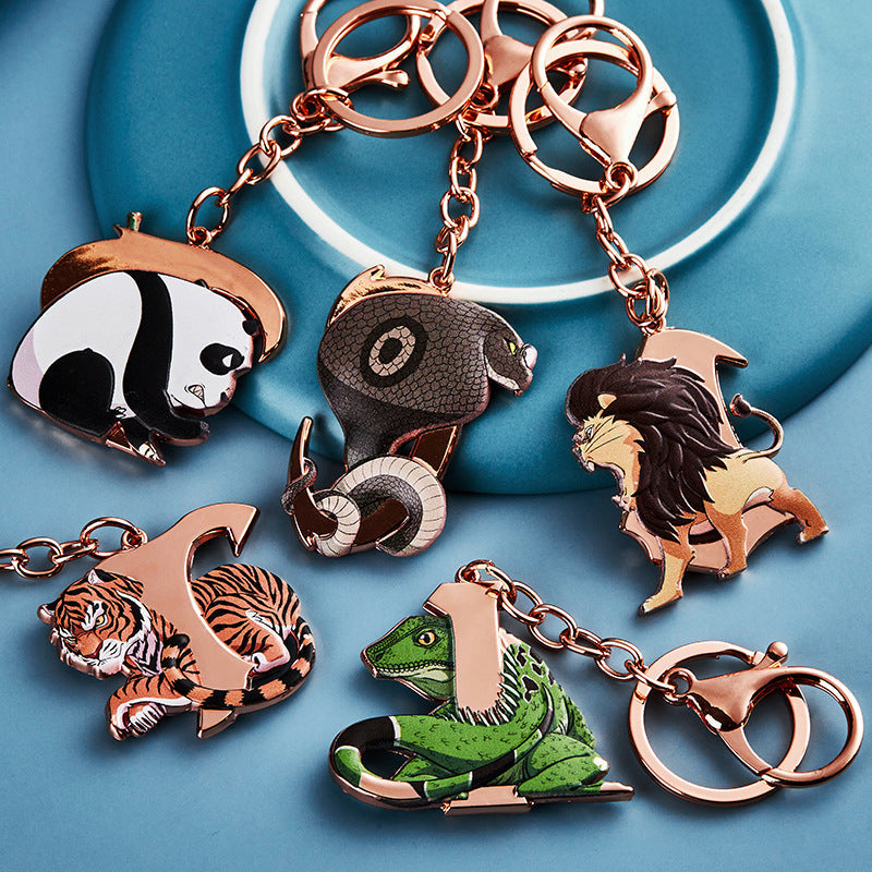 Metal 26 Letters & Animal Keychain