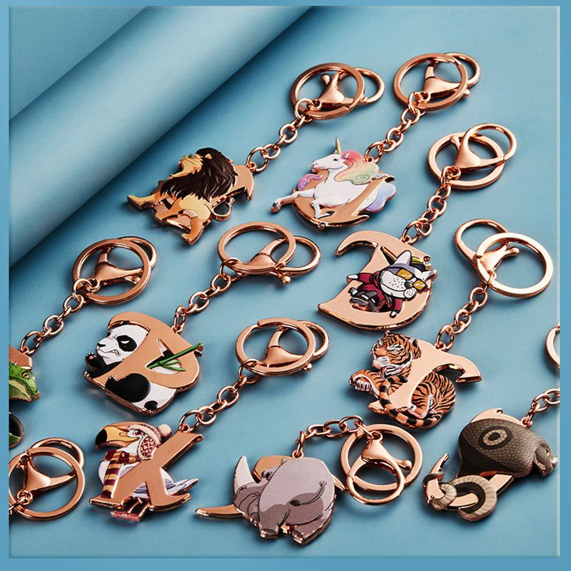 Metal 26 Letters & Animal Keychain