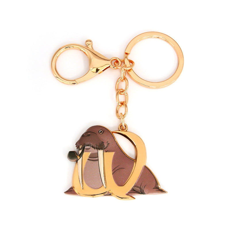 Metal 26 Letters & Animal Keychain