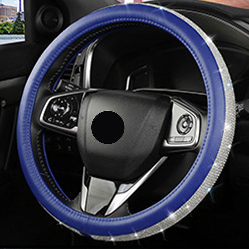 Diamond-studded leather steering wheel cover