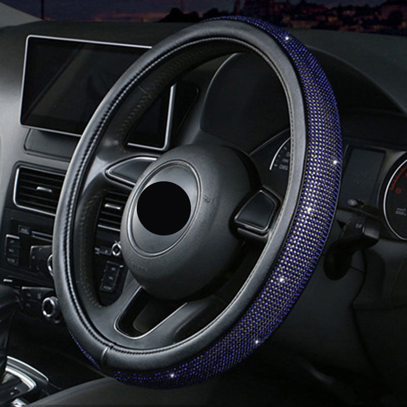 Diamond-studded leather steering wheel cover