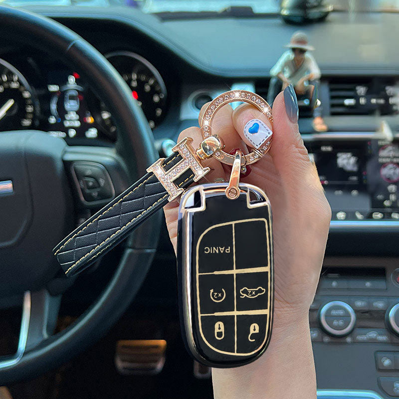 Jeep Dodge Chrysler Car Key Case Rhinestones Keychain