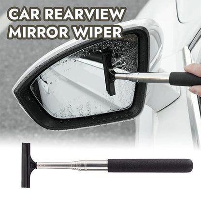 Retractable car rearview mirror wiper