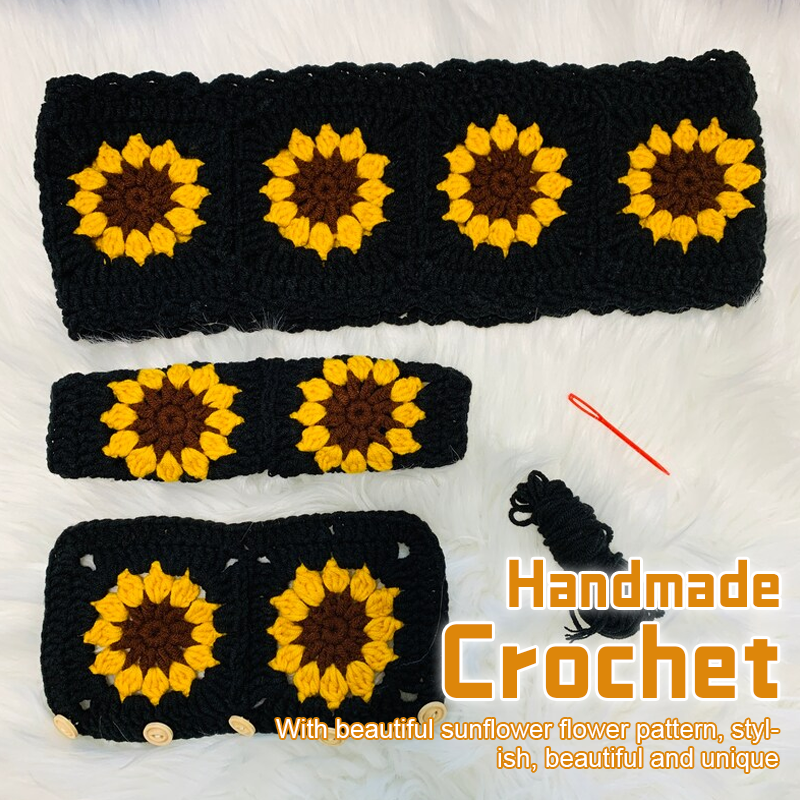 Hand-knitted Floral Steering Wheel Cover