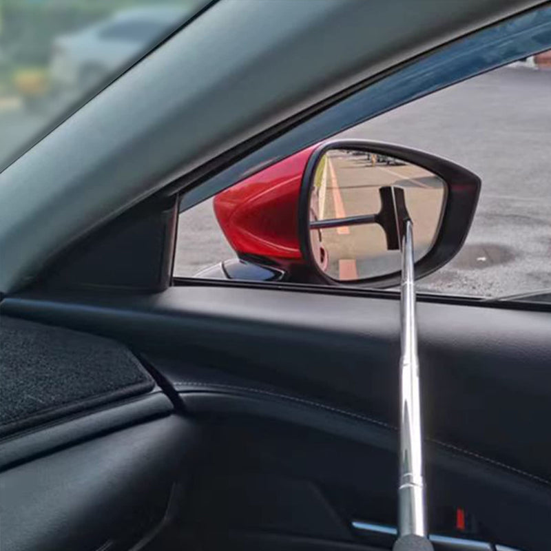 Retractable car rearview mirror wiper