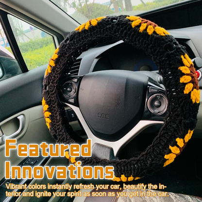 Hand-knitted Floral Steering Wheel Cover