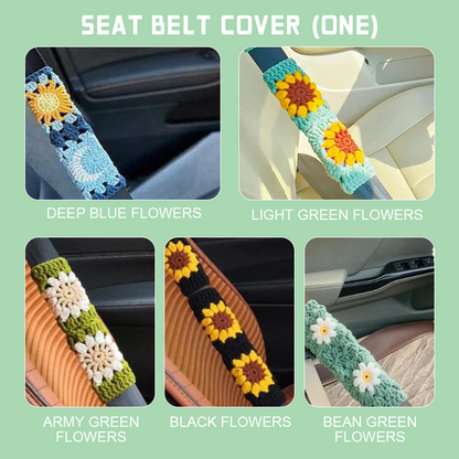 Hand-knitted Floral Steering Wheel Cover