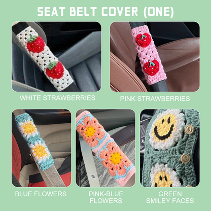 Hand-knitted Floral Steering Wheel Cover