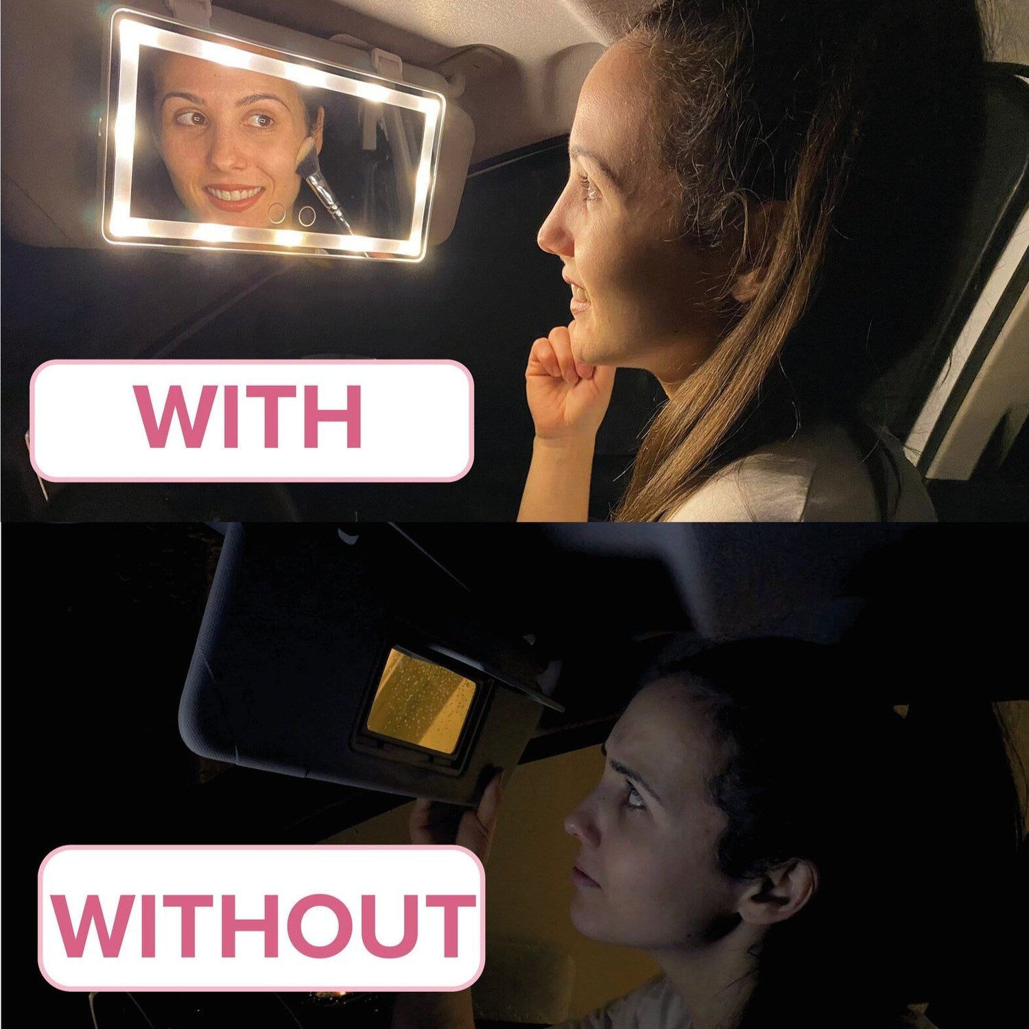 Car Visor Vanity Mirror (3 Light Modes）