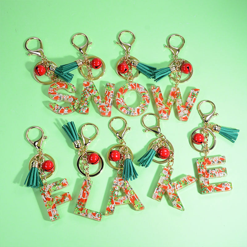 Christmas Theme English Letter Keychain