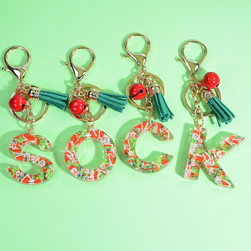 Christmas Theme English Letter Keychain