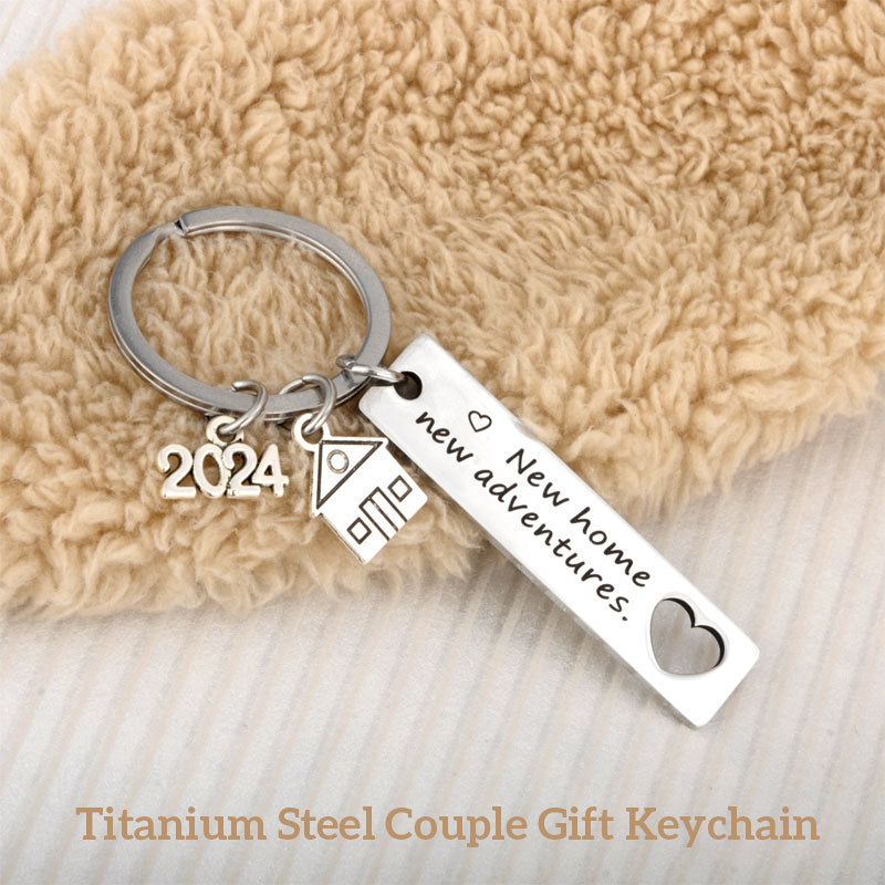Titanium Steel Couple Gift Keychain