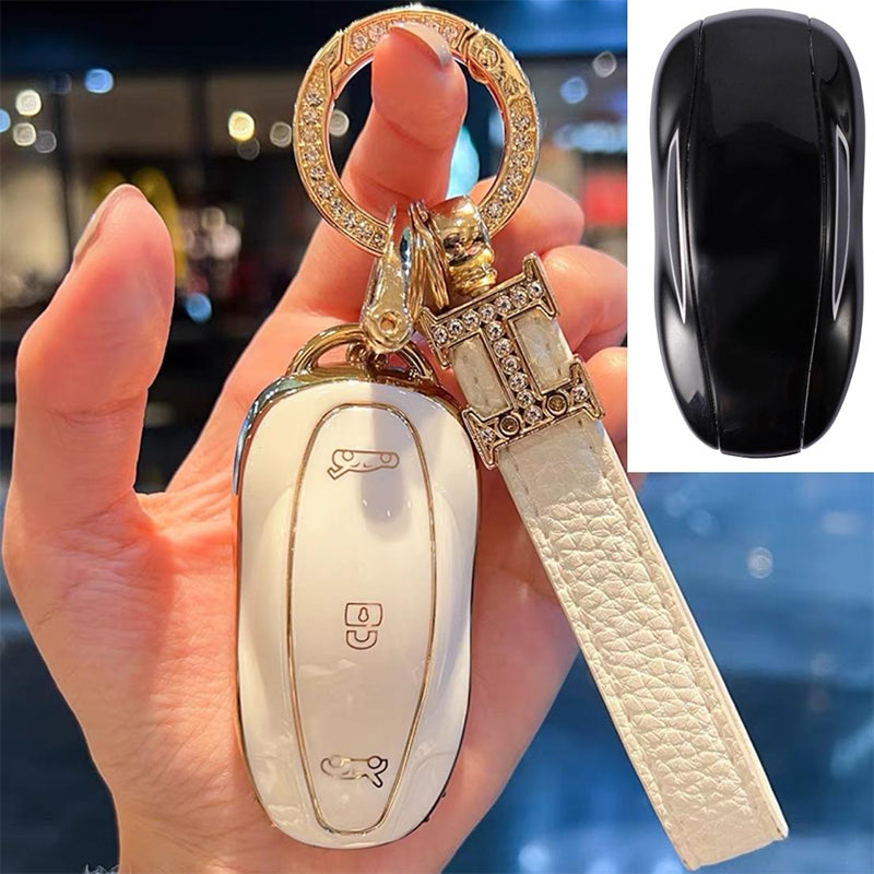 Tesla Car Key Case Rhinestones Keychain