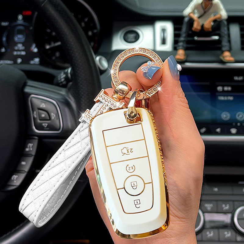 Lincoln Car Key Case Rhinestones Keychain