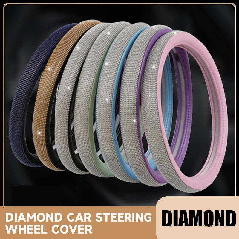 Diamond-studded leather steering wheel cover