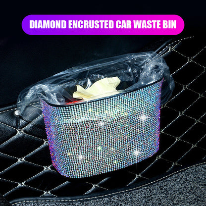 Car Diamond Studded Trash Can