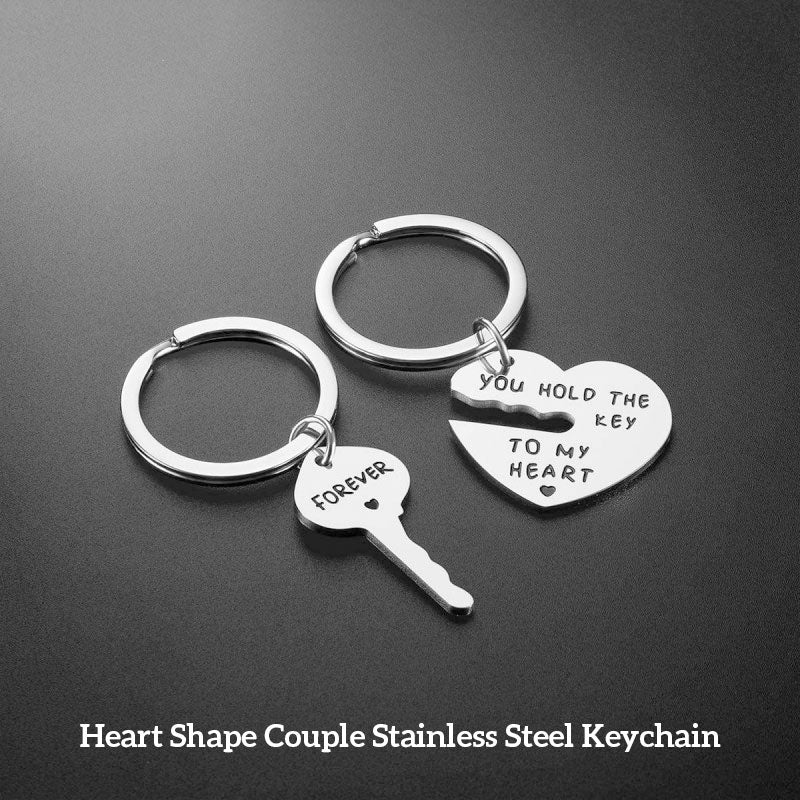 Heart Shape Couple Stainless Steel Keychain