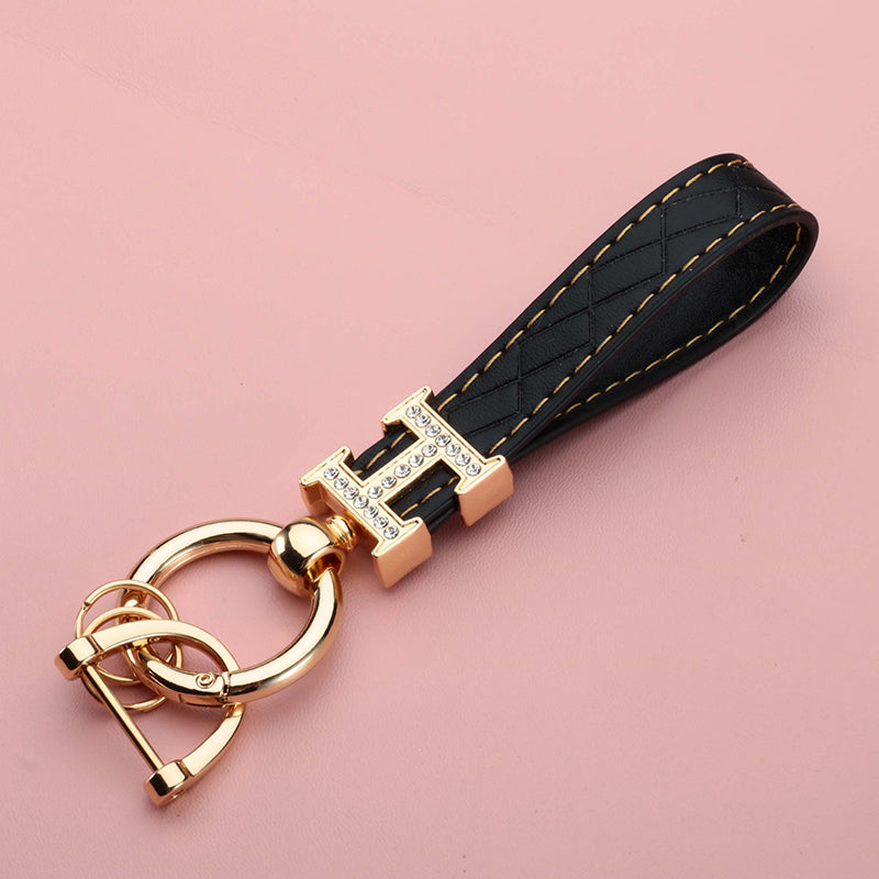 Leather Rhinestones Key Strap