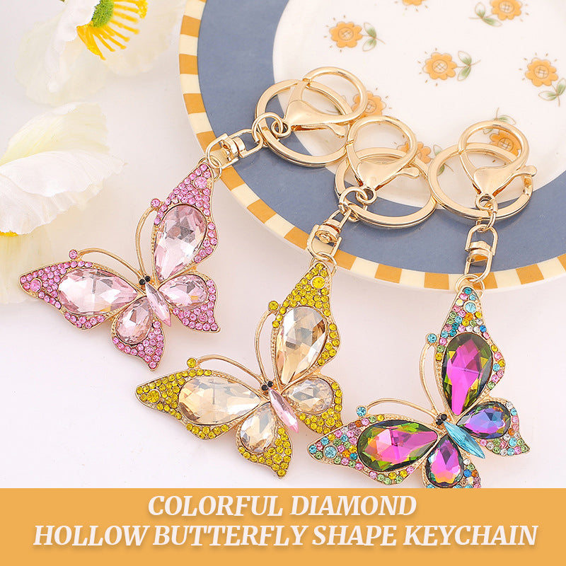 Colorful Diamond Butterfly Pendant