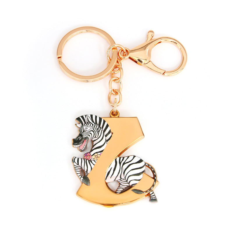 Metal 26 Letters &amp; Animal Keychain