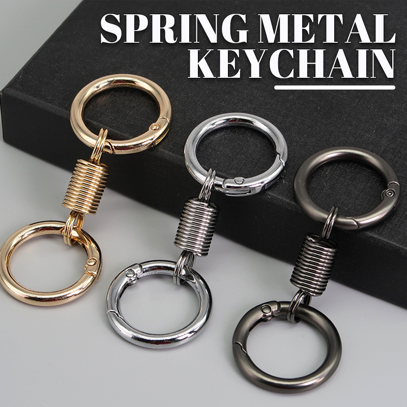 Spring double ring keychain