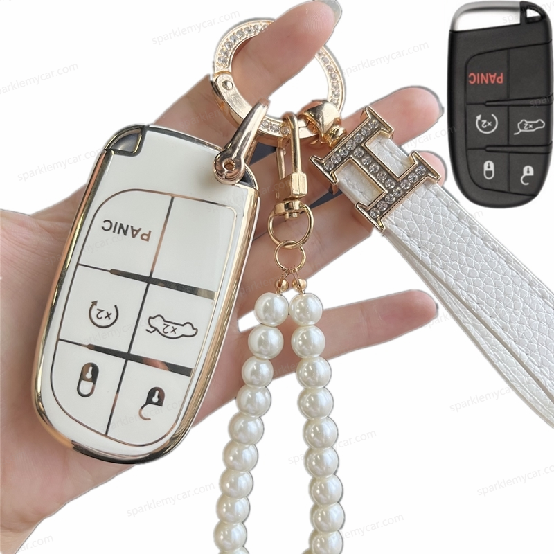Jeep Dodge Chrysler Car Key Case Rhinestones Keychain