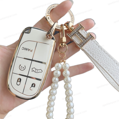 Jeep Dodge Chrysler Car Key Case Rhinestones Keychain