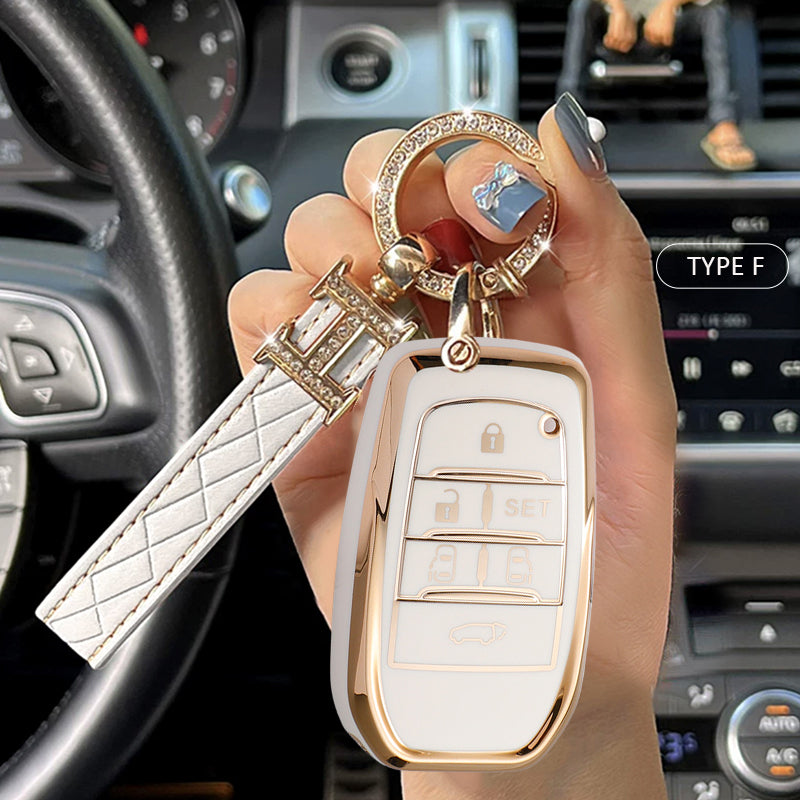 1pc Rhinestone Decor Car Key Case Compatible With Toyota, Key Fob