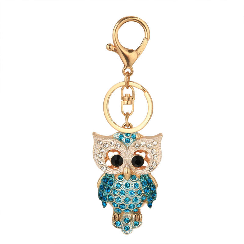 Diamond Owl Metal Keychain Pendant