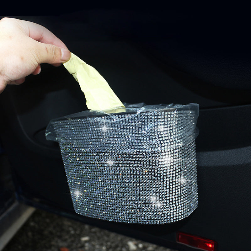 Car Diamond Studded Trash Can