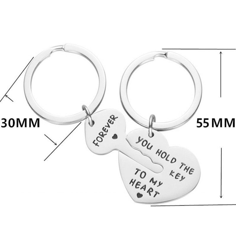 Heart Shape Couple Stainless Steel Keychain