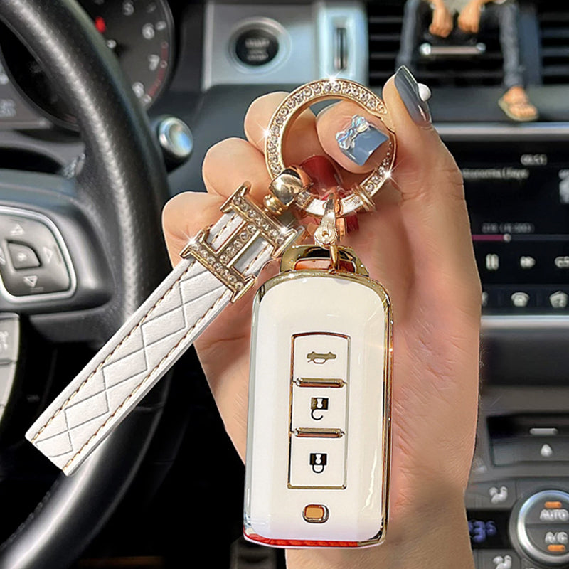 Mitsubishi Car Key Case Rhinestones Keychain