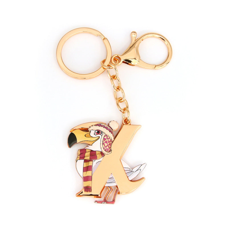 Metal 26 Letters &amp; Animal Keychain