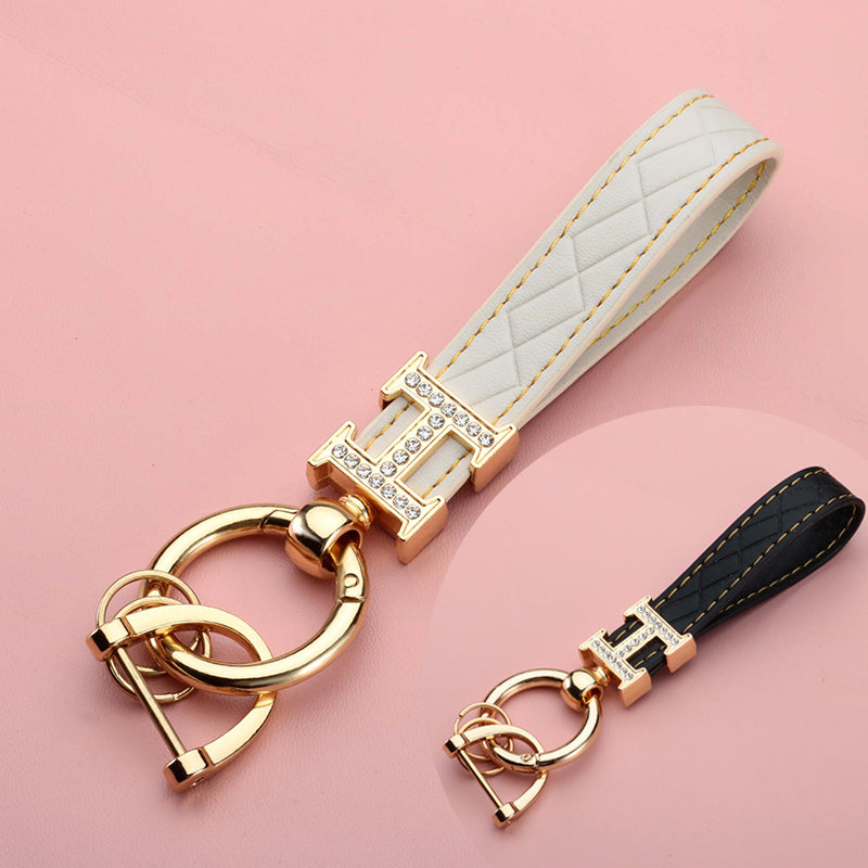 Leather Rhinestones Key Strap