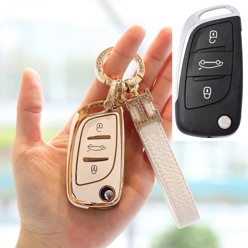 Peugeot Car Key Case Rhinestones Keychain