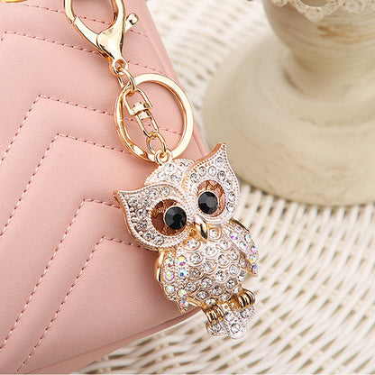 Diamond Owl Metal Keychain Pendant