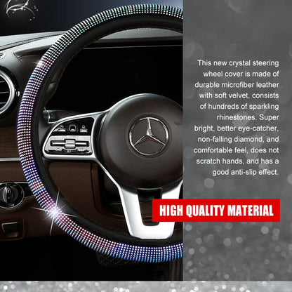 Glittering diamond steering wheel cover