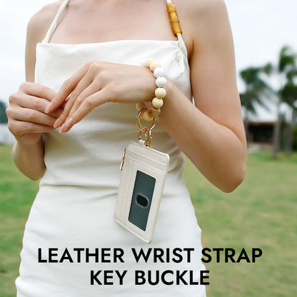 Leather Wrist Card Holder Keychain