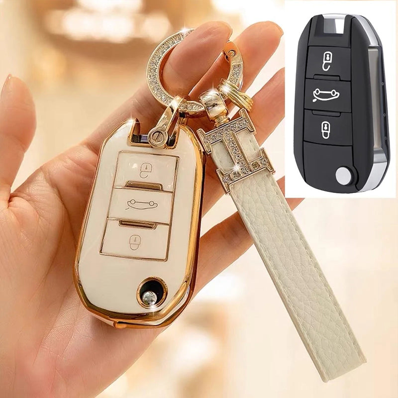 Peugeot Car Key Case Rhinestones Keychain