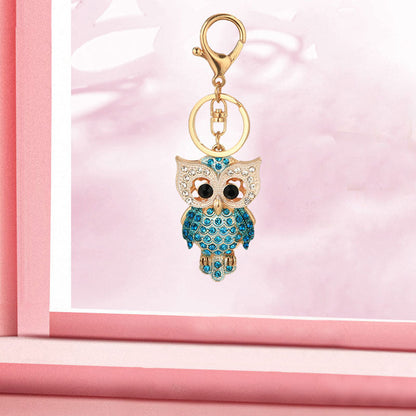 Diamond Owl Metal Keychain Pendant