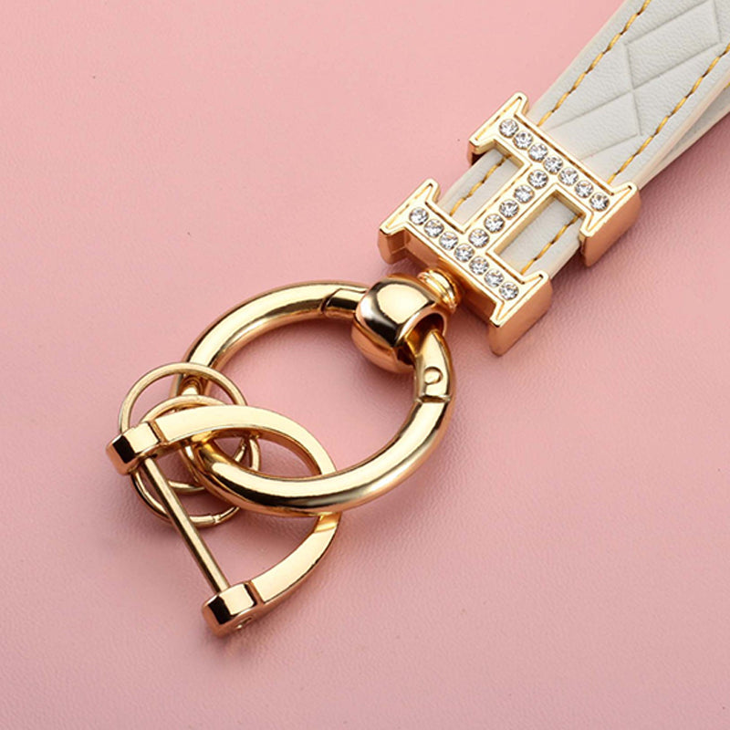 Leather Rhinestones Key Strap