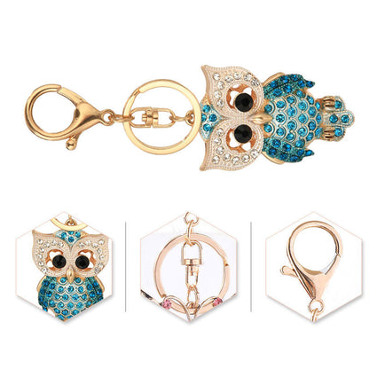 Diamond Owl Metal Keychain Pendant