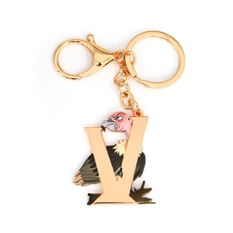 Metal 26 Letters &amp; Animal Keychain