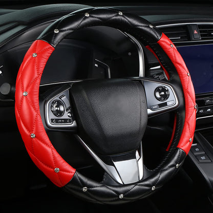 Diamond pattern steering wheel cover