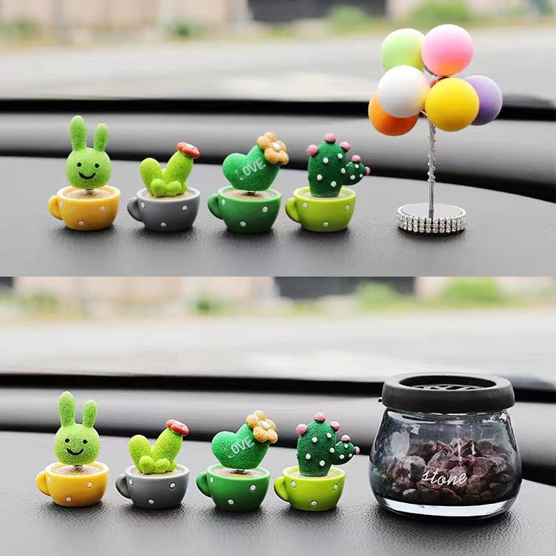 Cute Cactus Small Potted Car Ornaments
