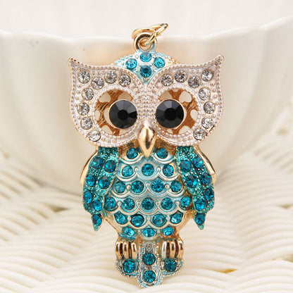 Diamond Owl Metal Keychain Pendant