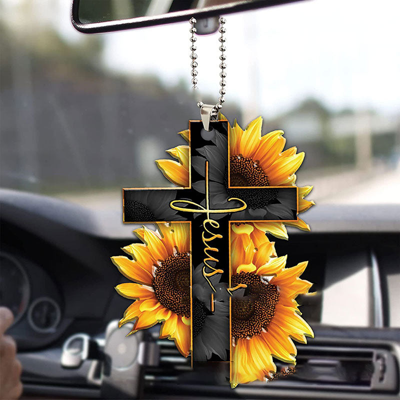 Cross Wing Rose Butterfly Car Pendant